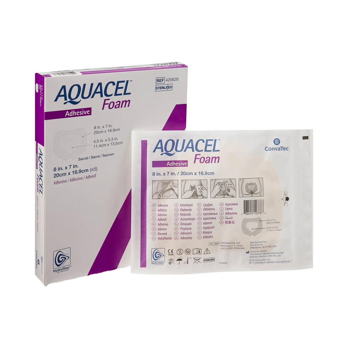 Aquacel® Silicone Adhesive with Border Silicone Foam Dressing, 7 x 8 Inch Aquacel®