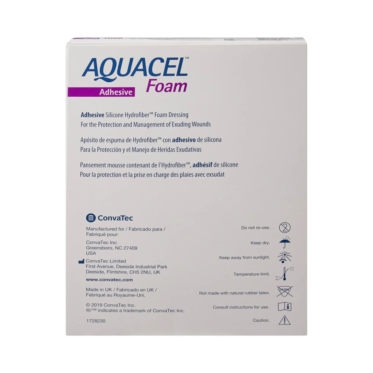 Aquacel® Silicone Adhesive with Border Silicone Foam Dressing, 7 x 8 Inch Aquacel®