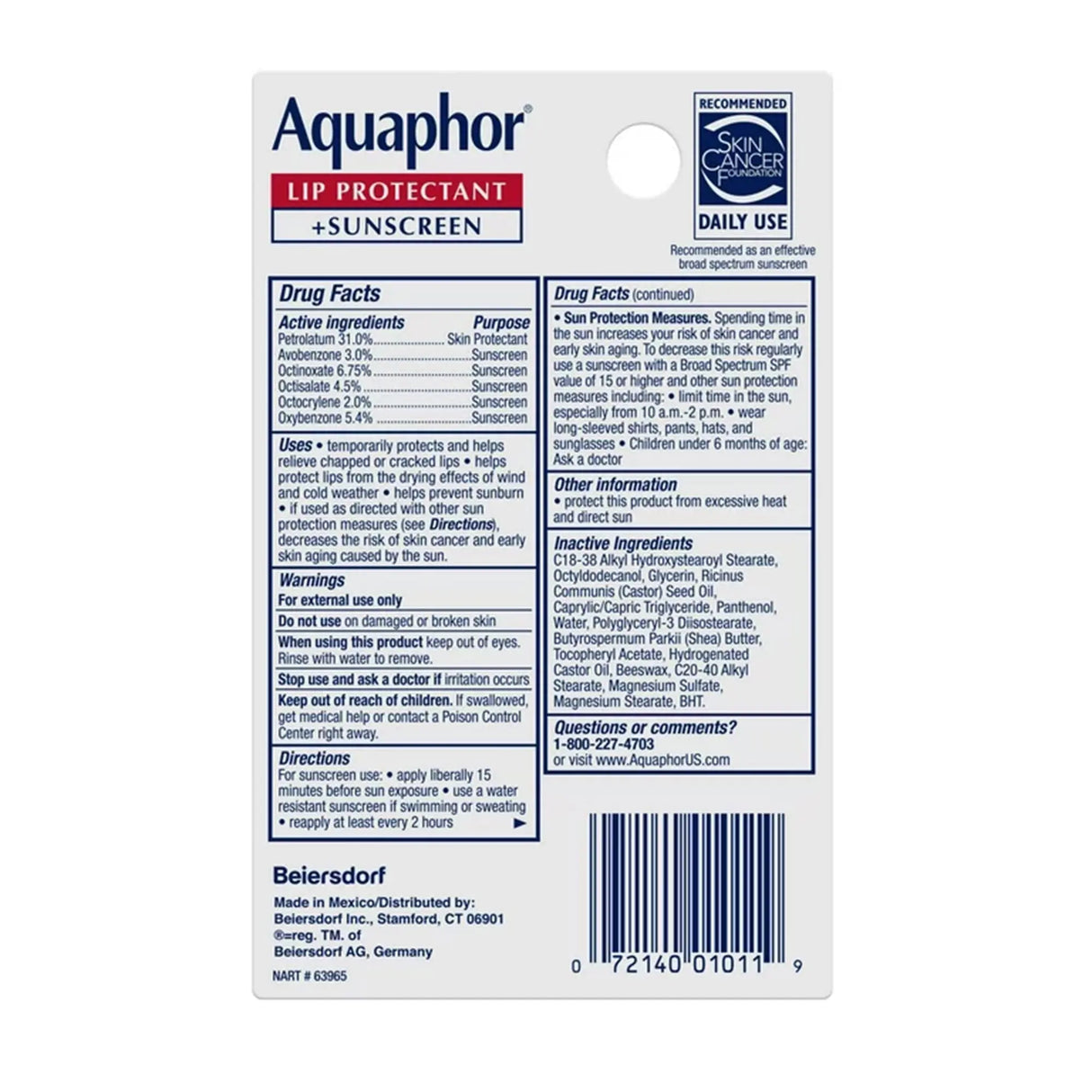 Aquaphor® Lip Protectant + SPF 30 Aquaphor® Lip Protectant + Sunscreen