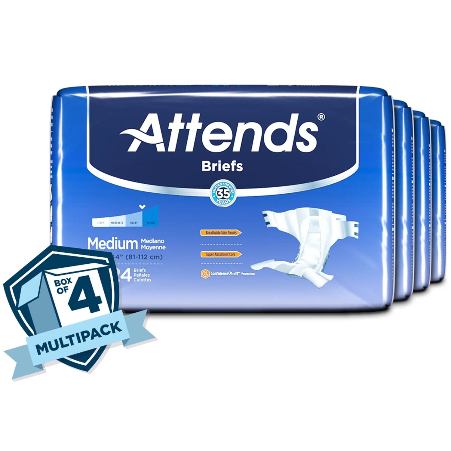 Attends Briefs, Adult, Medium, Heavy Absorbency, Disposable, White Attends®
