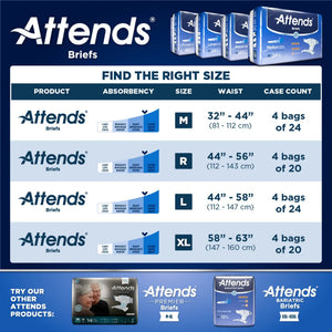 Attends Briefs, Adult, Medium, Heavy Absorbency, Disposable, White Attends®