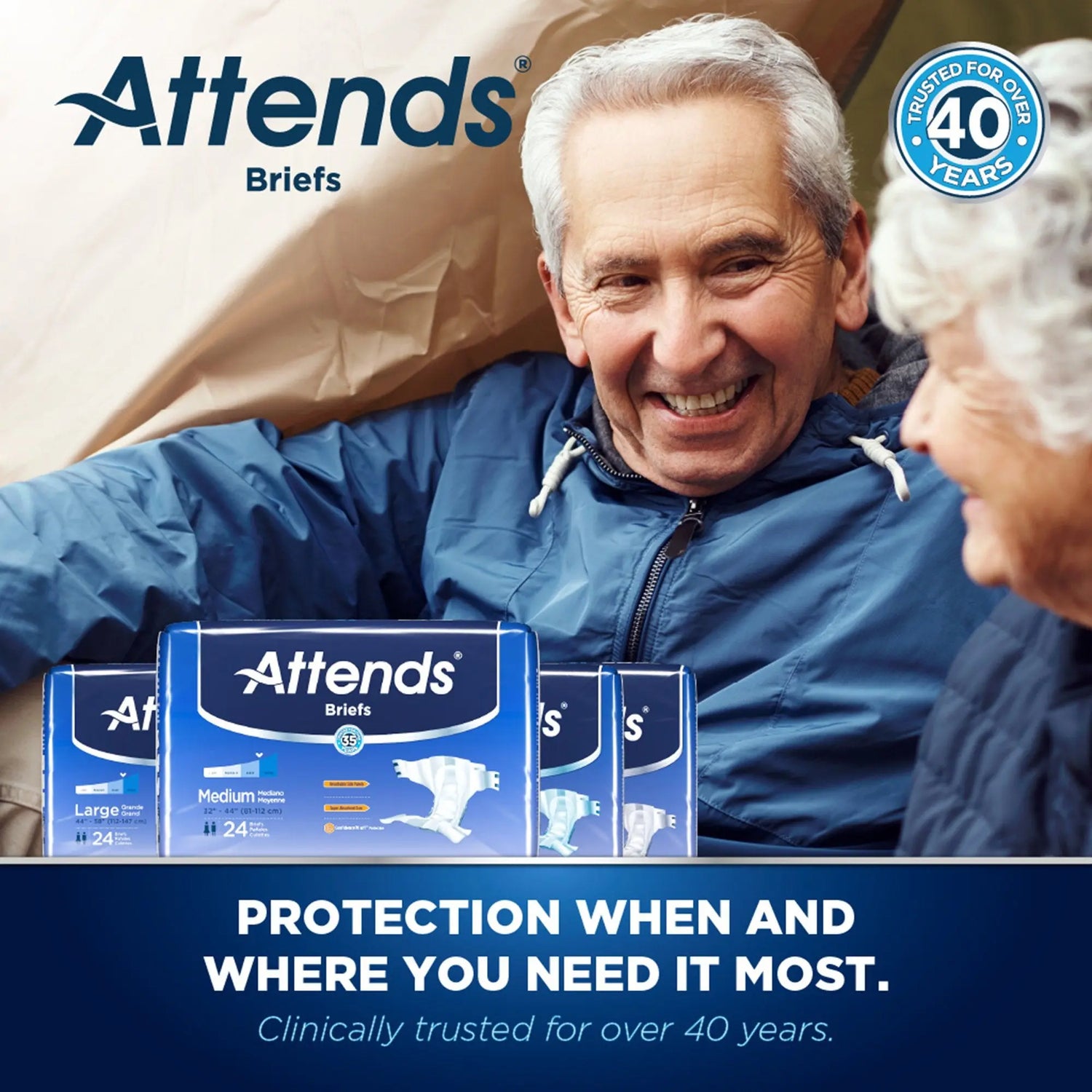 Attends Briefs, Adult, Medium, Heavy Absorbency, Disposable, White Attends®