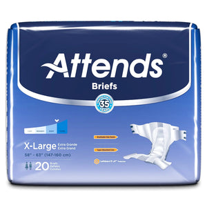 Attends Briefs, Adult, X-Large, Heavy Absorbency, Disposable, 58" to 63" Waist, White Attends®