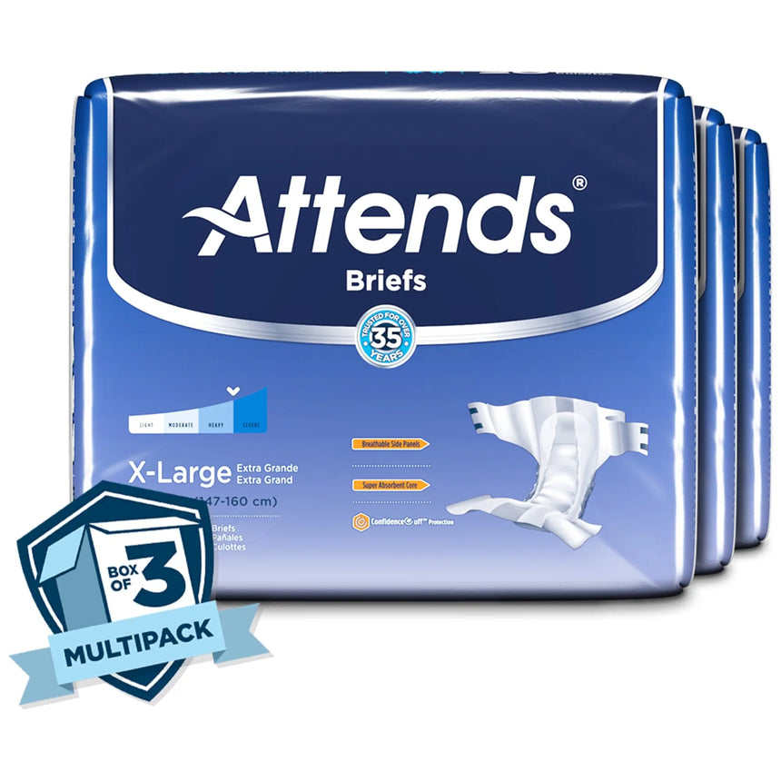 Attends Briefs, Adult, X-Large, Heavy Absorbency, Disposable, 58" to 63" Waist, White Attends®