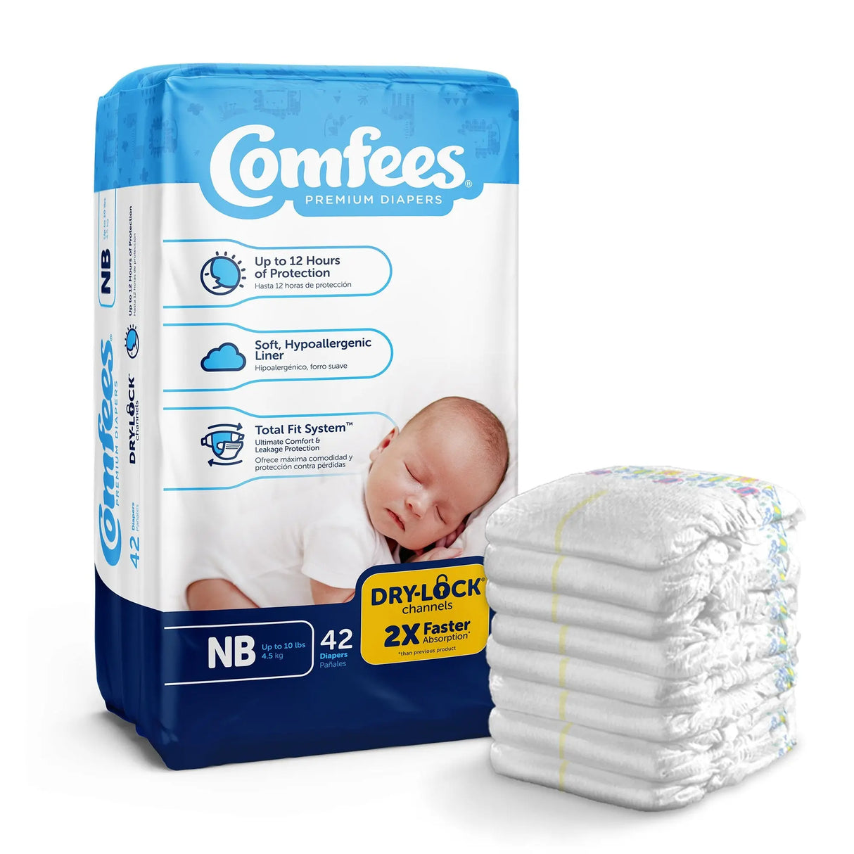 Attends Comfees Premium Baby Diapers, Unisex, Tab Closure, Newborn Comfees®