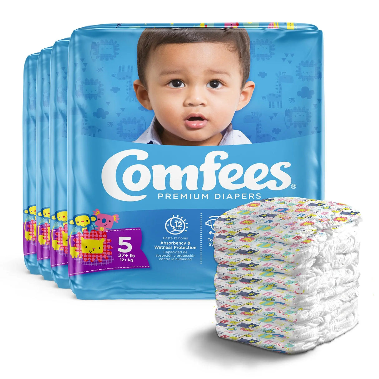 Attends Comfees Premium Baby Diapers, Unisex, Tab Closure, Size 5 Comfees®