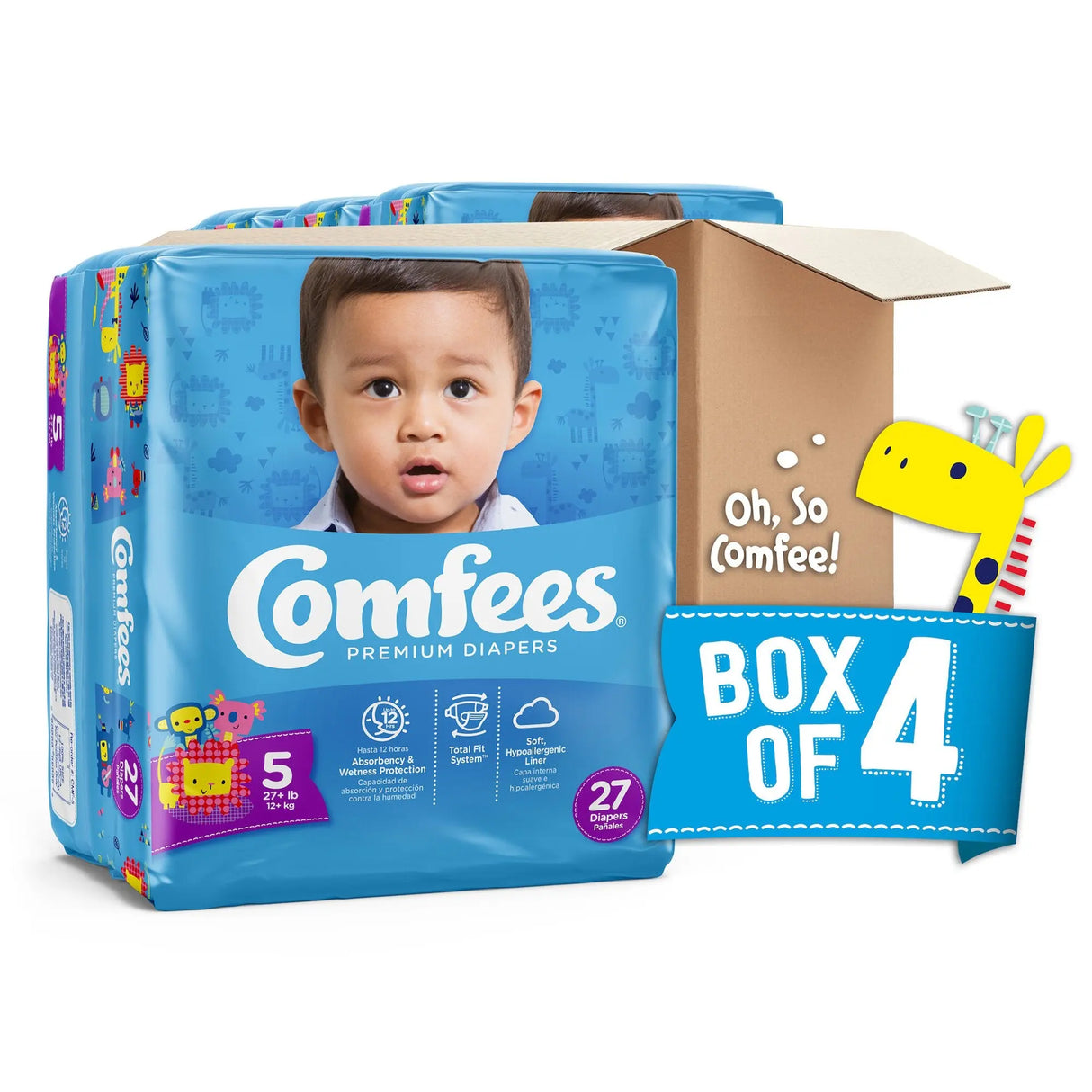 Attends Comfees Premium Baby Diapers, Unisex, Tab Closure, Size 5 Comfees®