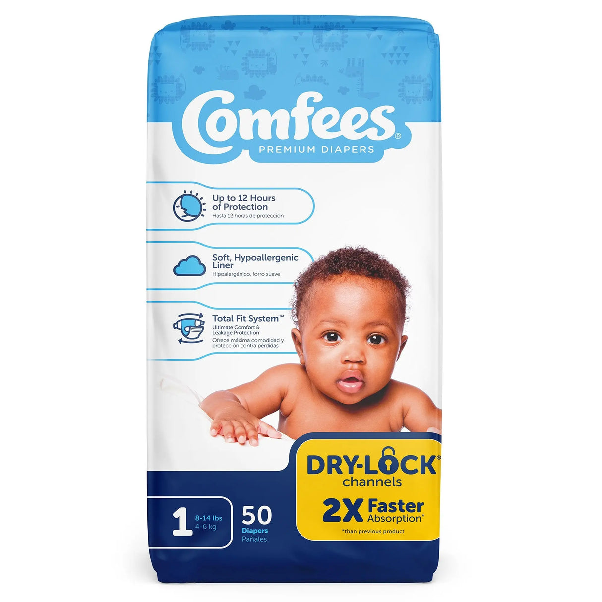 Attends Comfees Premium Diapers, Unisex, Tab Closure, Size 1 Comfees®