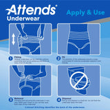 Attends® Adult Moderate Absorbent Underwear, Large, White Attends®