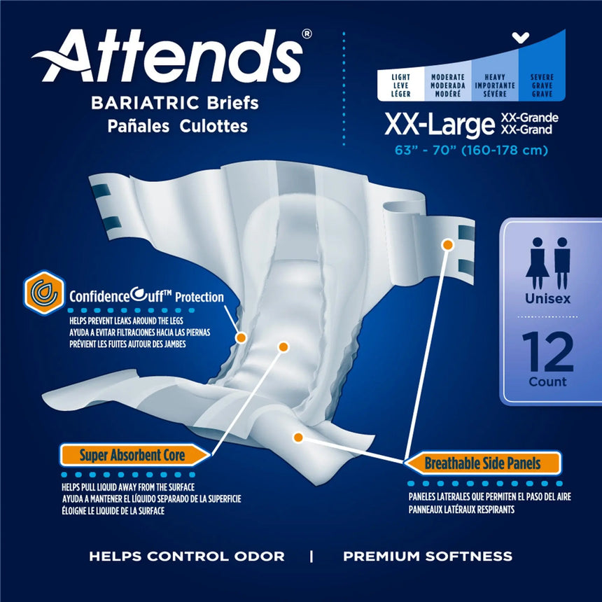 Attends® Bariatric Briefs, 2X-Large Attends® Bariatric