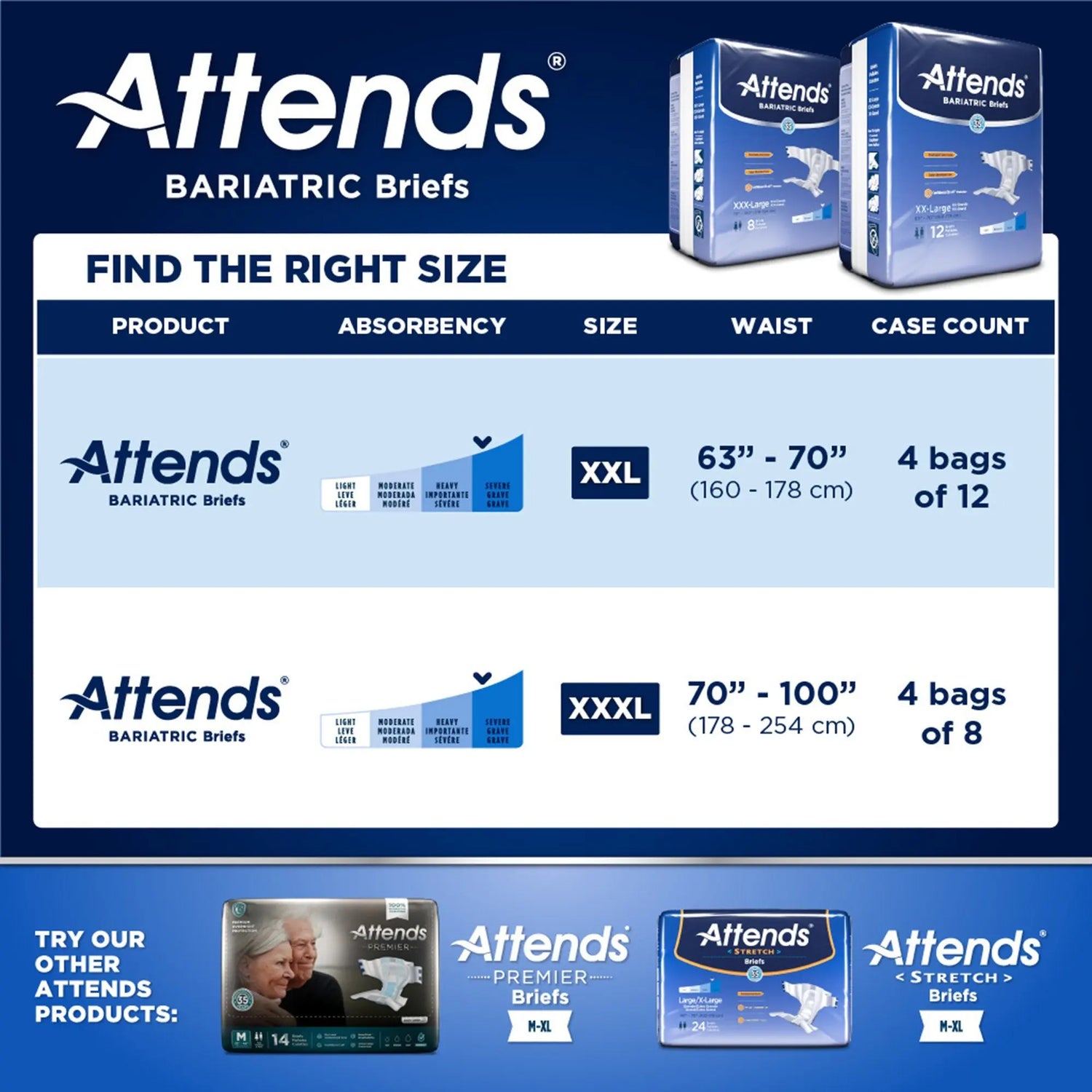 Attends® Bariatric Briefs, 3X-Large Attends® Bariatric