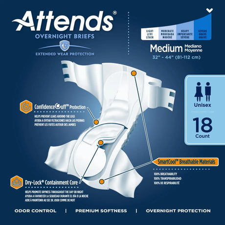 Attends® Briefs with Overnight Protection, Medium Attends® Overnight