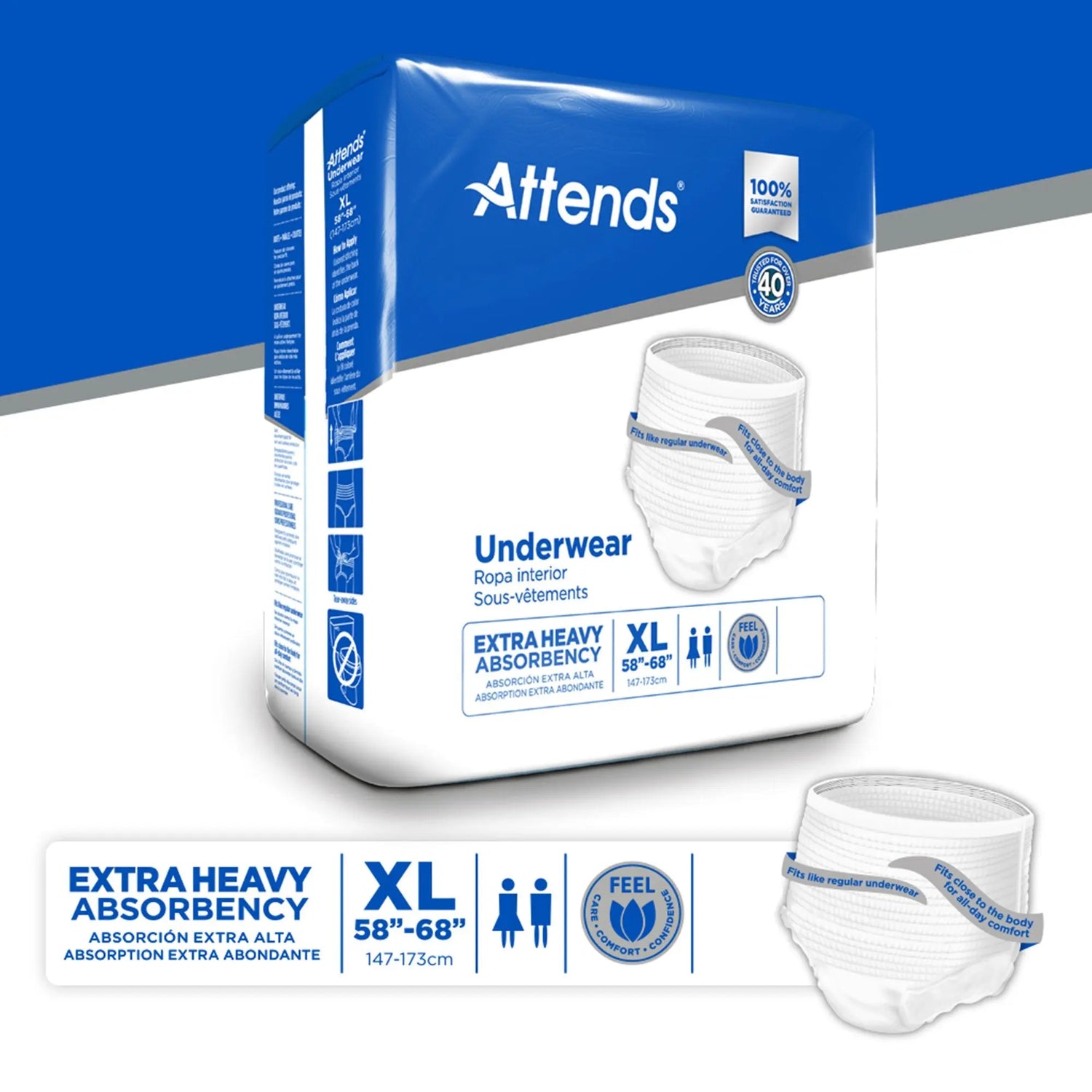 Attends® Care Adult Moderate Absorbent Underwear, X-Large, White Attends® Care