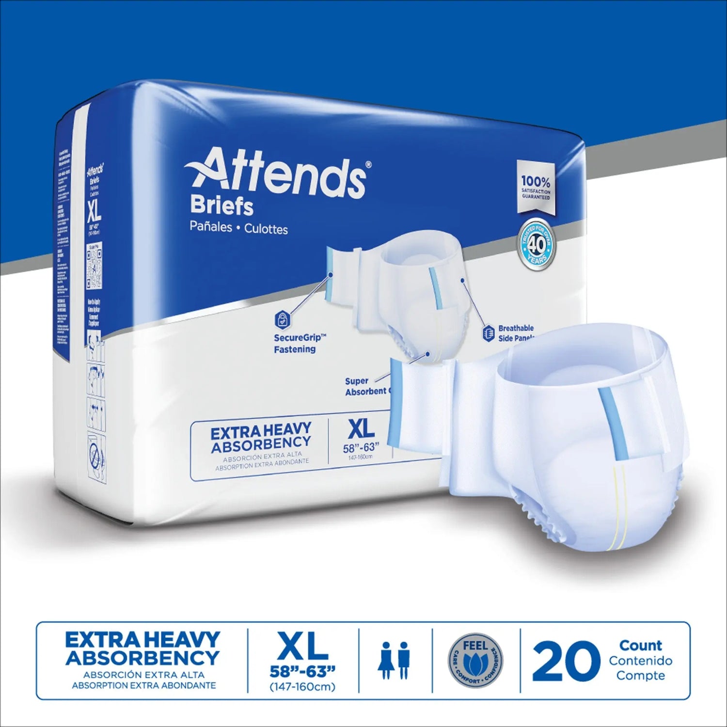 Attends® DermaDry™ Plus Incontinence Brief, Extra Large Attends® Care Advanced