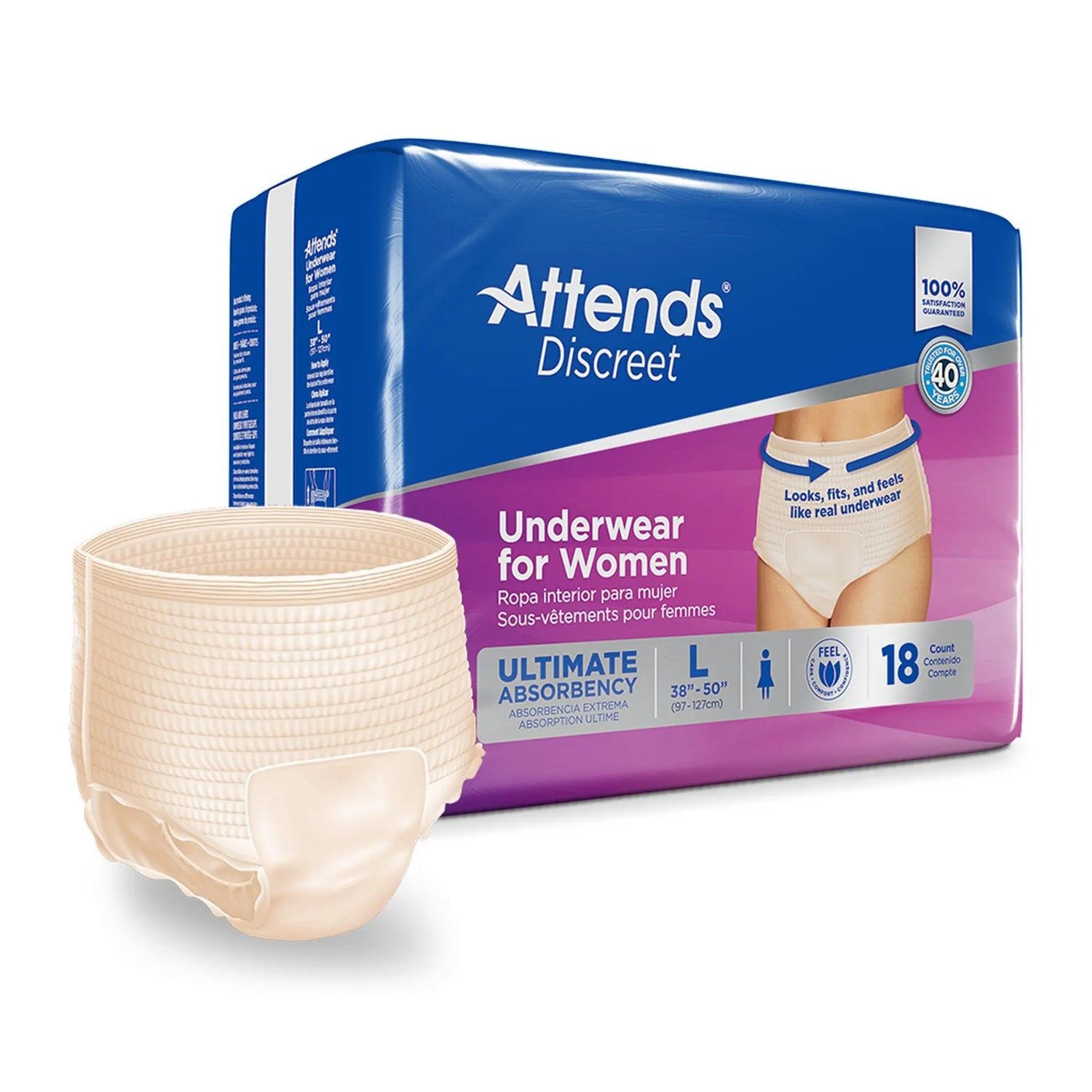 Attends® Discreet Women's Underwear, Level 5, Large Attends® Discreet