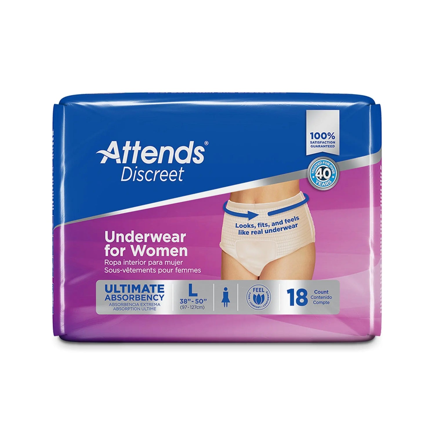 Attends® Discreet Women's Underwear, Level 5, Large Attends® Discreet