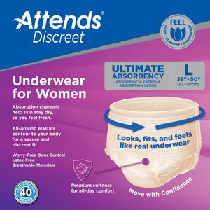 Attends® Discreet Women's Underwear, Level 5, Large Attends® Discreet