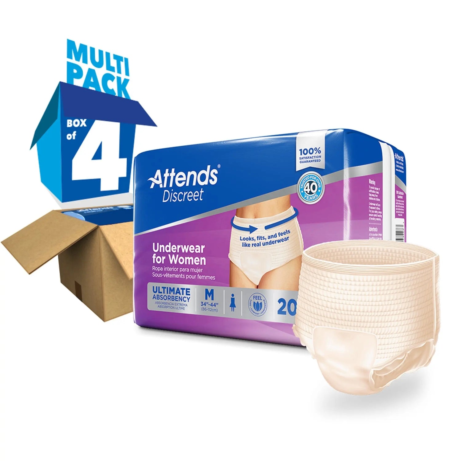 Attends® Discreet Women's Underwear, Level 5, Medium Attends® Discreet