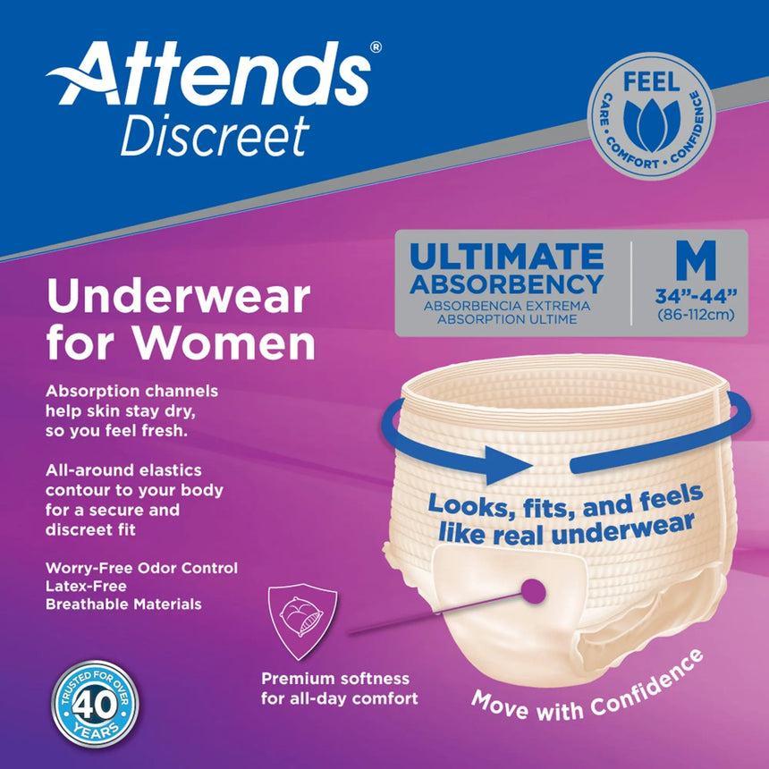Attends® Discreet Women's Underwear, Level 5, Medium Attends® Discreet
