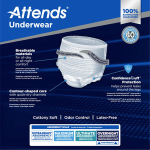 Attends® Overnight Underwear with Extended Wear Protection, Medium Attends® Overnight