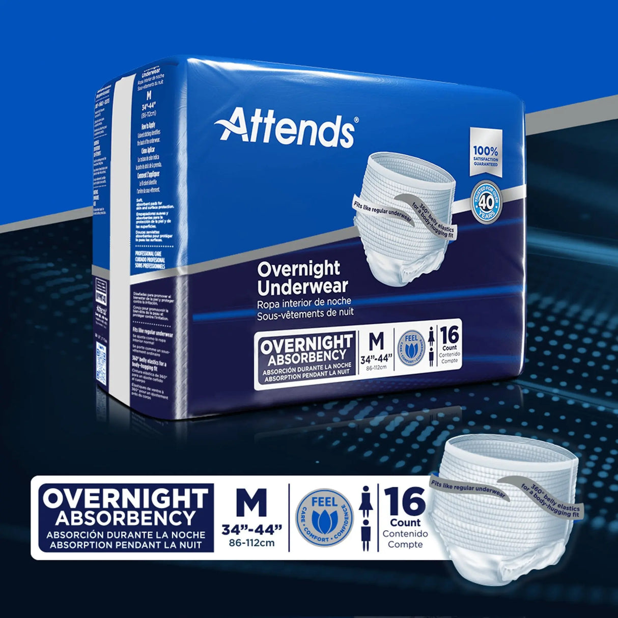 Attends® Overnight Underwear with Extended Wear Protection, Medium Attends® Overnight