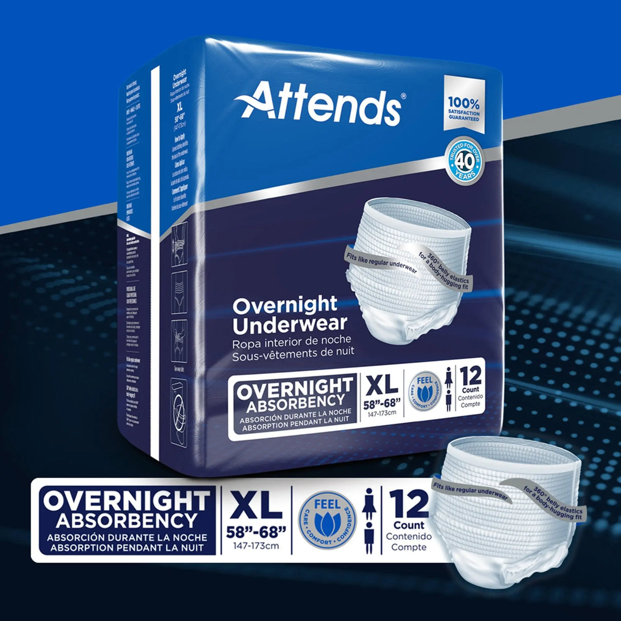 Attends® Overnight Underwear with Extended Wear Protection, X-Large Attends® Overnight