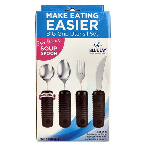 Make Eating Easier Big Grip Utensil Set Blue Jay Brand
