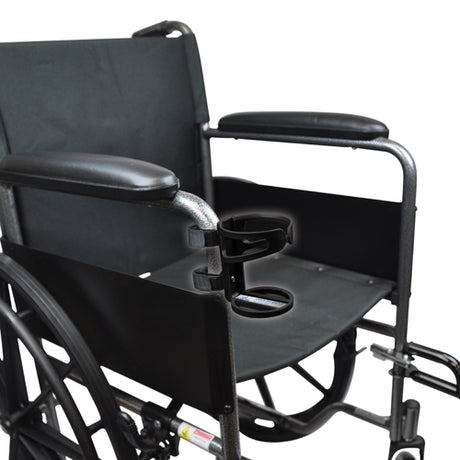 Wheelchair with a cup holder on a white background for seniors