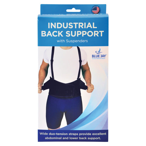 Blue Jay Industrial Back Suppt w/Suspenders Black Med/Lg