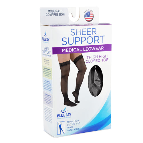 Ladies' Shr Moderate Supprt 2X 15-20mmHg Thgh w/StayTop Black