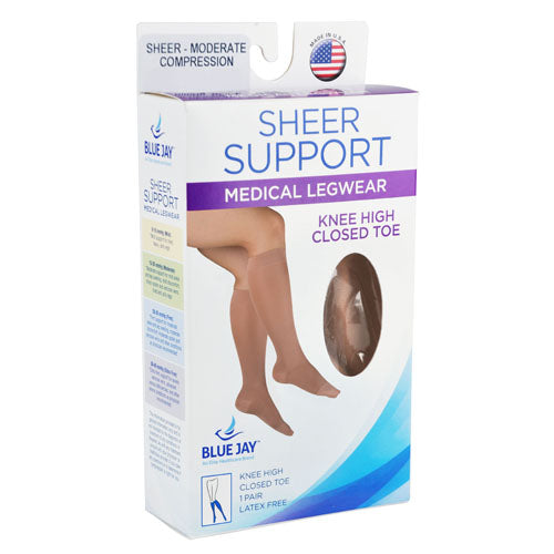 Ladies' Sheer Firm Support Lg 20-30mmHg Knee Highs Beige