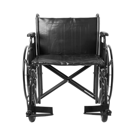 Bariatric Wheelchair McKesson Dual Axle Desk Length Arm Swing-Away Footrest Black Upholstery 24 Inch Seat Width Adult 450 lbs. Weight Capacity