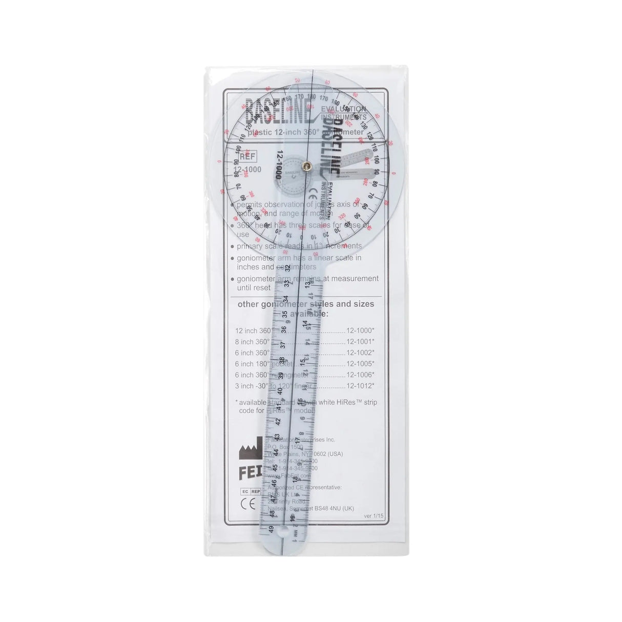 Baseline® Goniometer, 12 Inch Arms - getMovility