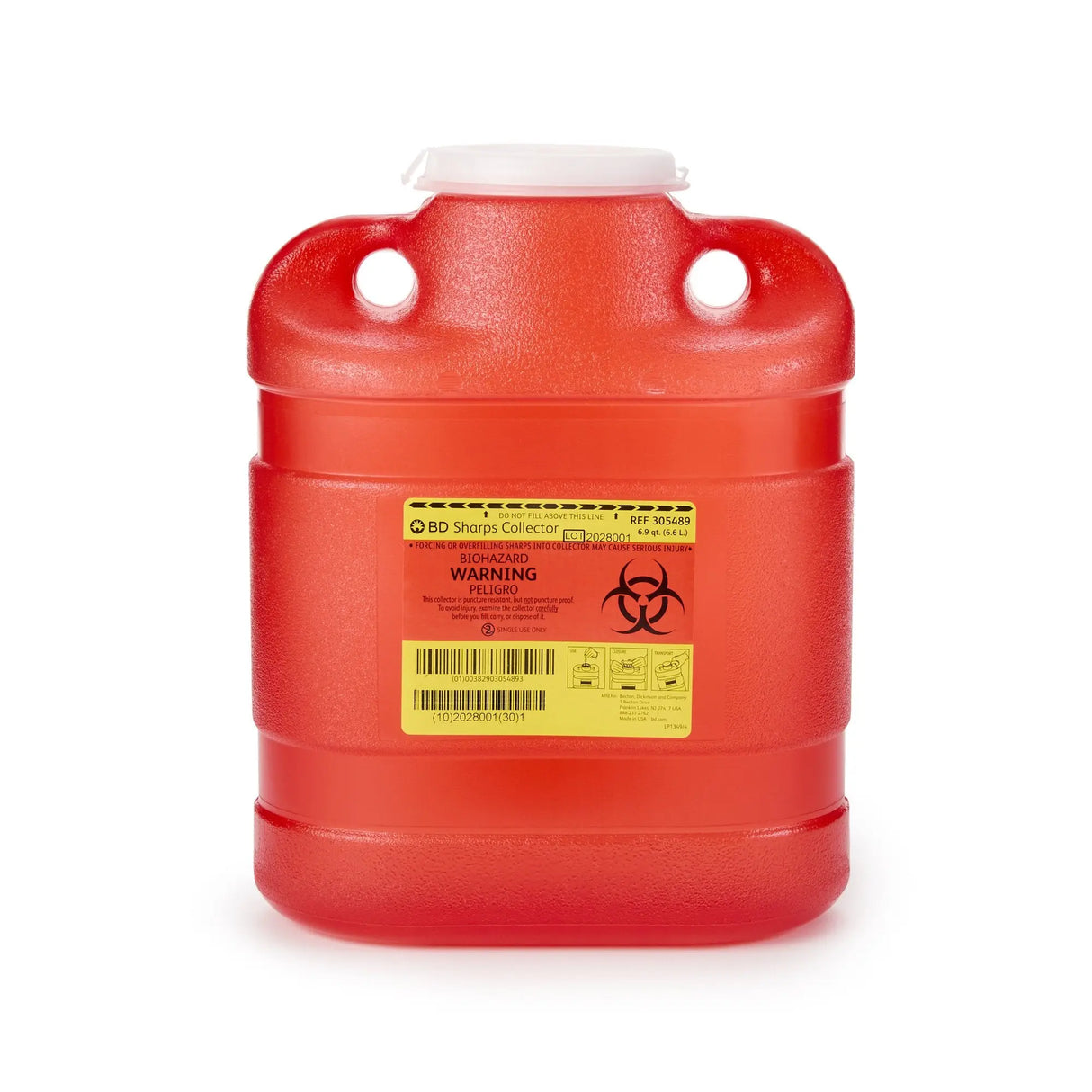 Becton Dickinson Red Sharps Container, 6.9 Quart, 11½ x 8¾ x 5½ Inch BD™