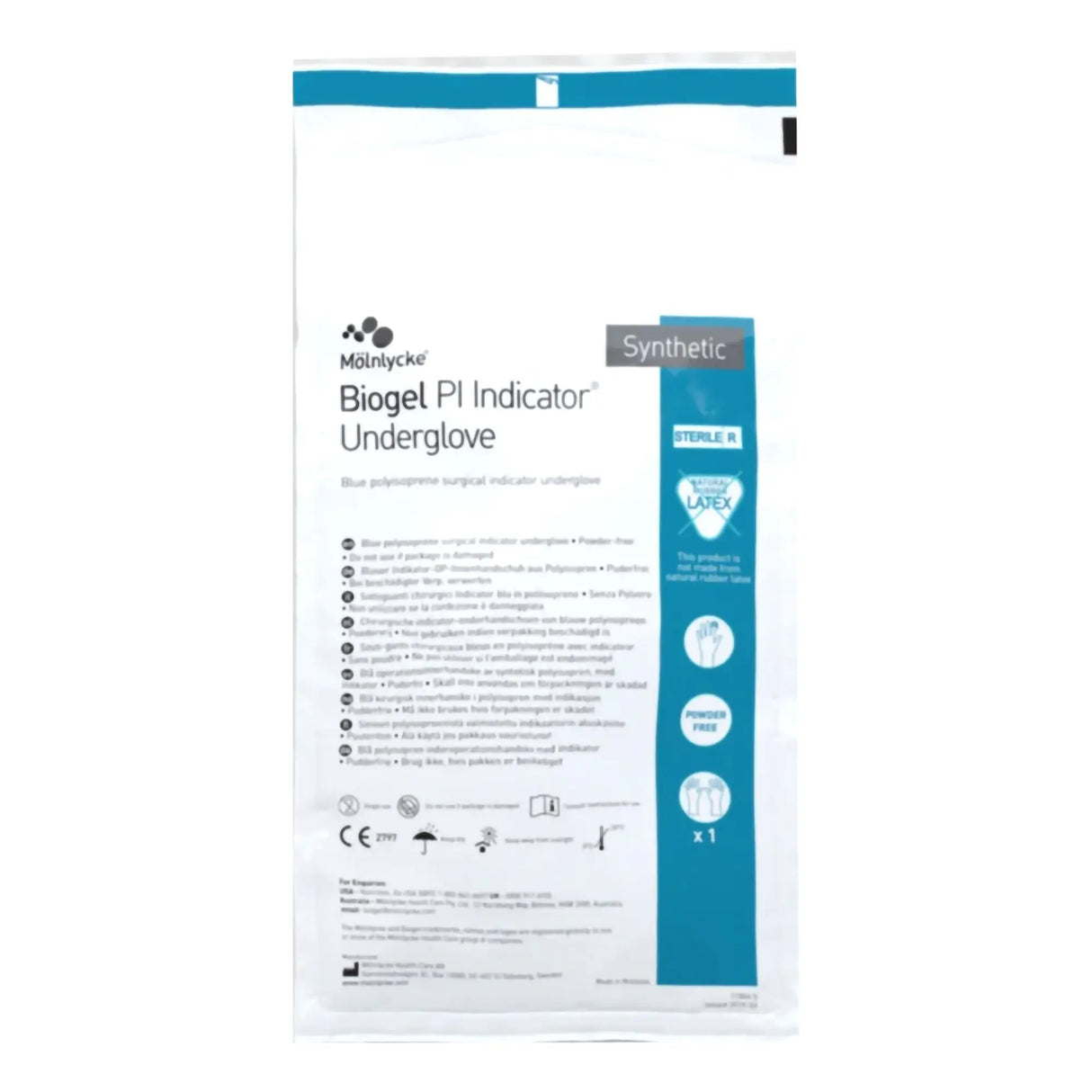 Biogel® PI Indicator Underglove™ Polyisoprene Surgical Underglove, Size 7.5, Blue Biogel® PI Indicator® Underglove