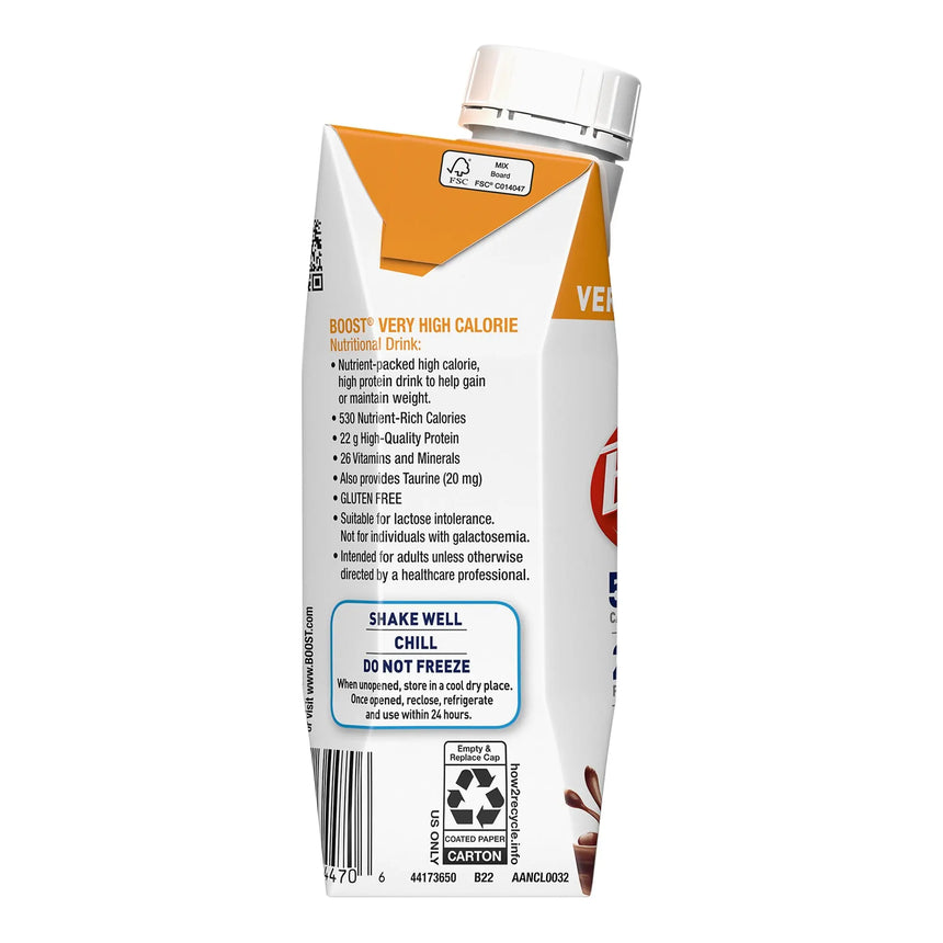 Boost® Very High Calorie Chocolate Nutritional Drink, 8-ounce carton Boost® Very High Calorie