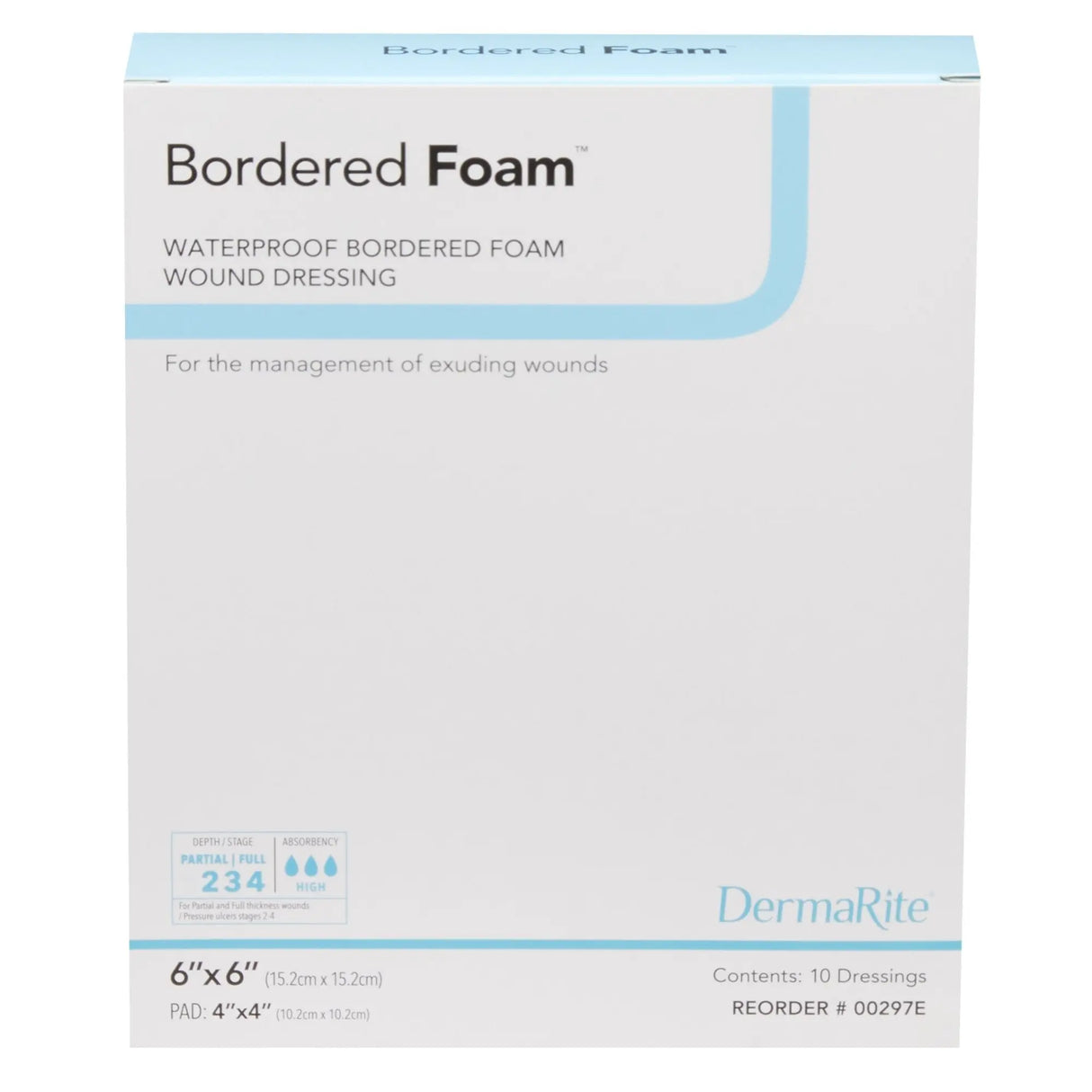 BorderedFoam® Adhesive with Border Foam Dressing, 6 x 6 Inch BorderedFoam®