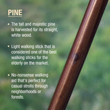 Brazos™ Traditional Straight Pine Handcrafted Walking Stick, 55-Inch, Brown Brazos™ Free Form