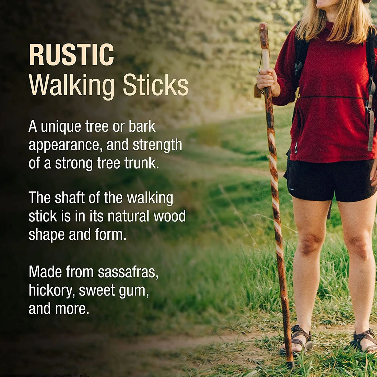 Brazos™ Twisted Hickory Rustic Walking Stick, 55-Inch Height Brazos™ Twisted