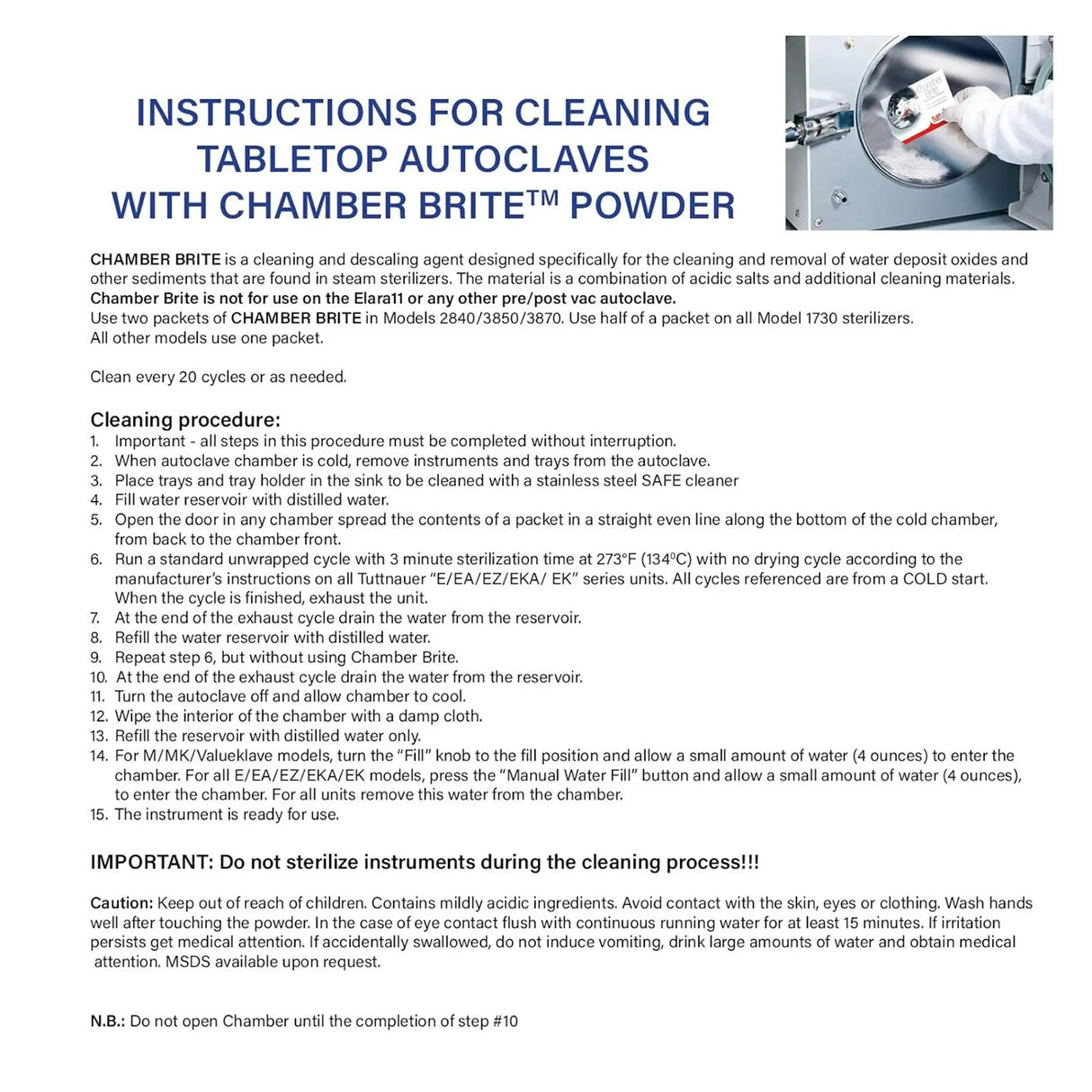 Chamber Brite Autoclave Cleaner Chamber Brite