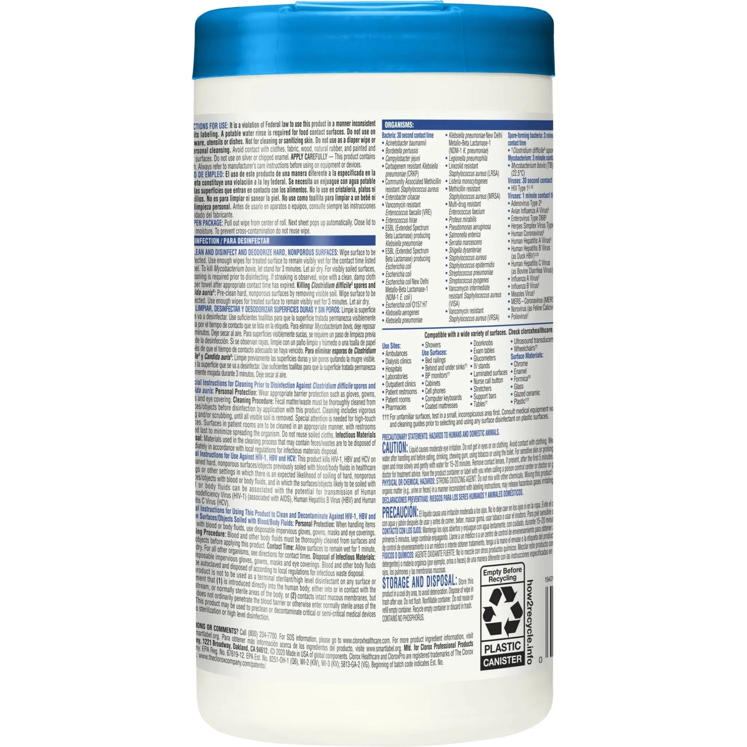 Clorox Healthcare® Surface Disinfectant Cleaner, 150 Wipes per Canister Clorox Healthcare®