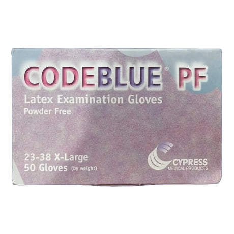 CodeBlue® PF Latex Extended Cuff Length Exam Glove, Extra Large, Blue CODEBLUE® PF