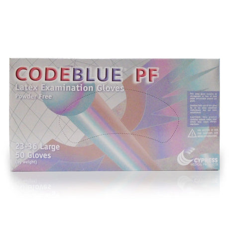 CodeBlue® PF Latex Extended Cuff Length Exam Glove, Large, Blue CODEBLUE® PF