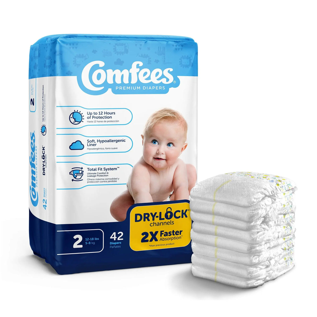 Comfees Premium Diapers, Unisex, Baby, Tab Closure, Size 2 Comfees®