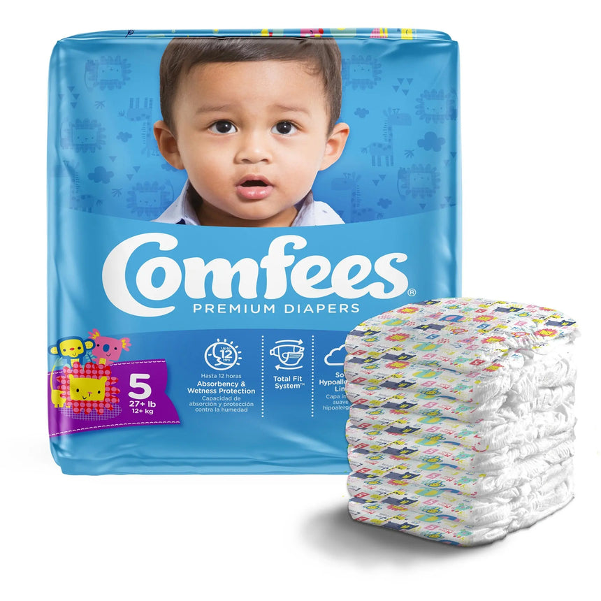Comfees Premium Diapers, Unisex, Baby, Tab Closure, Size 5, Kid Design Comfees®