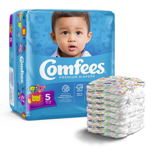 Comfees Premium Diapers, Unisex, Baby, Tab Closure, Size 5, Kid Design Comfees®