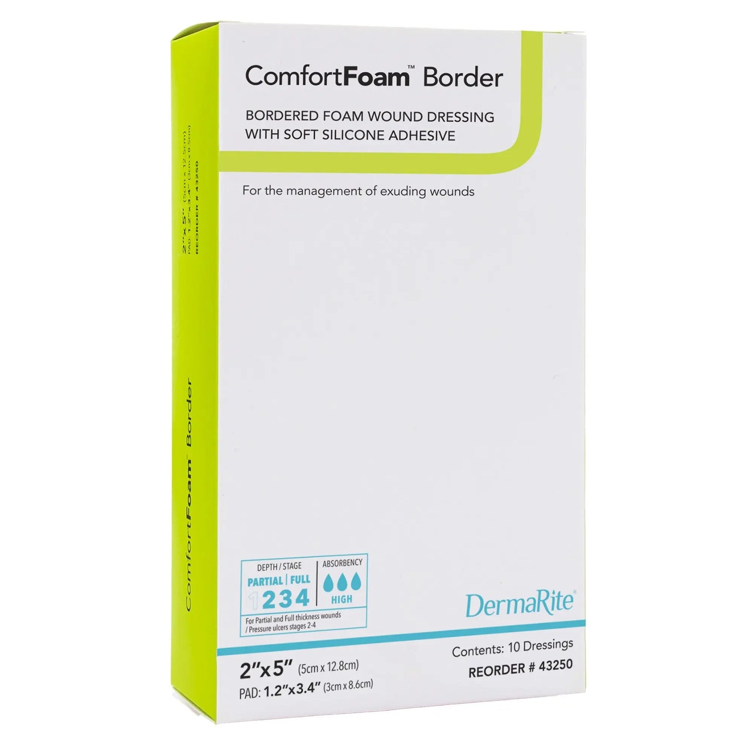 ComfortFoam™ Border Silicone Adhesive with Border Silicone Foam Dressing, 2 x 5 Inch ComfortFoam™ Border