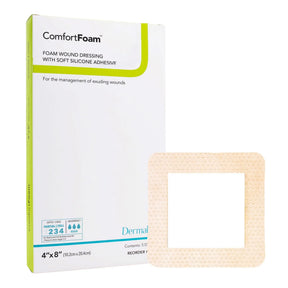 ComfortFoam™ Border Silicone Adhesive with Border Silicone Foam Dressing, 4 x 8 Inch ComfortFoam™ Border