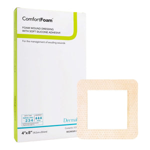 ComfortFoam™ Border Silicone Adhesive with Border Silicone Foam Dressing, 4 x 8 Inch ComfortFoam™ Border