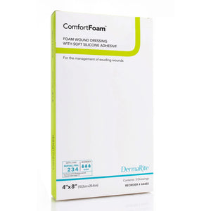 ComfortFoam™ Border Silicone Adhesive with Border Silicone Foam Dressing, 4 x 8 Inch ComfortFoam™ Border